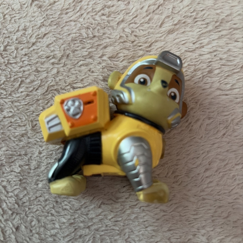 Paw Patrol Mighty Pups Light Up RUBBLE Figure YELLOW - Tested - Working
